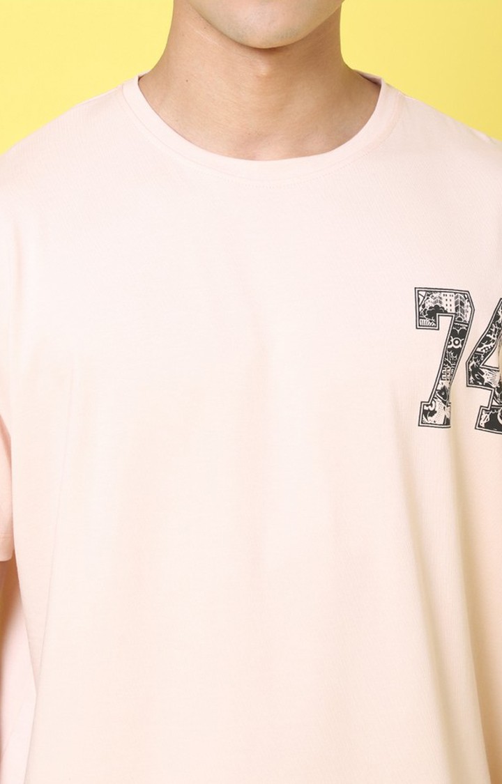 Men's  Printed Pink Oversize Tshirt