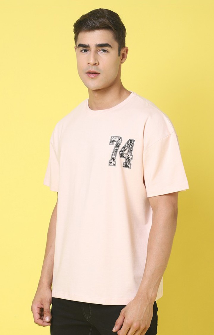 Men's  Printed Pink Oversize Tshirt