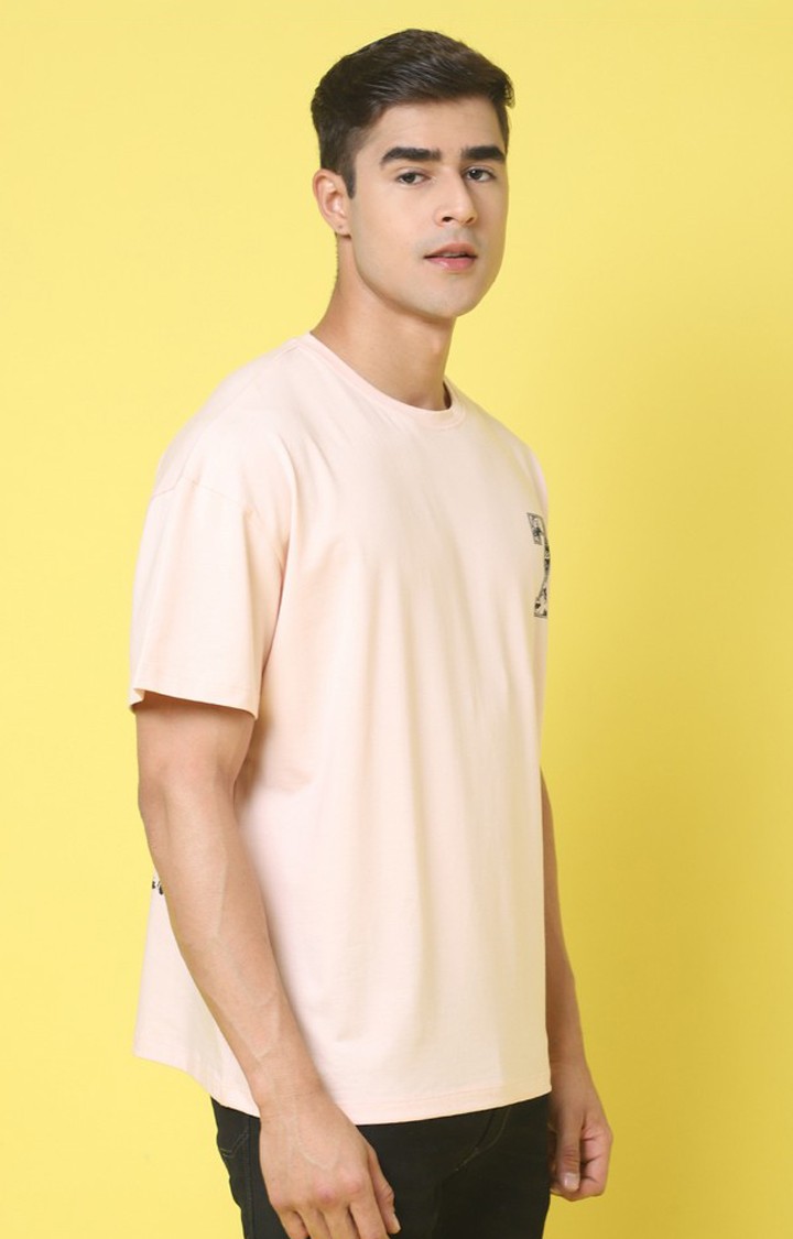 Men's  Printed Pink Oversize Tshirt