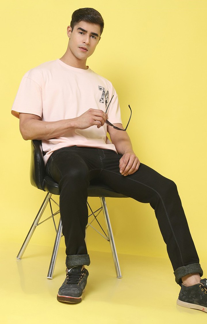 Men's  Printed Pink Oversize Tshirt