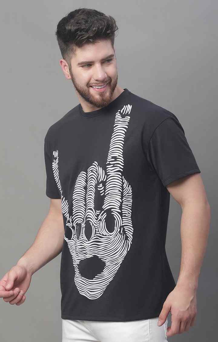 Men's  Printed Black Oversize Tshirt