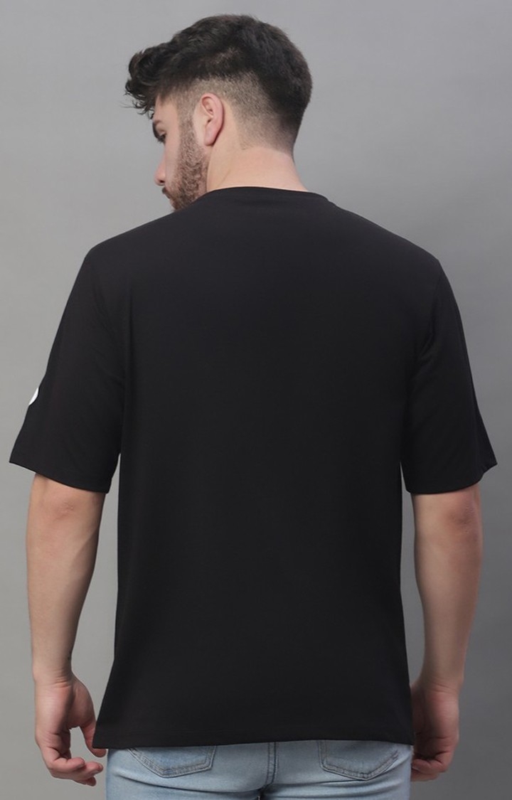 Men's  Cinema Printed Black Color Oversize Fit Tshirt