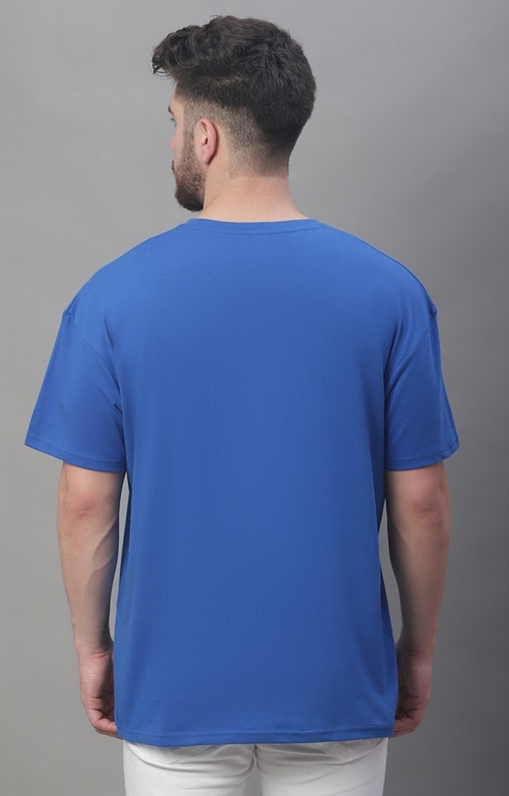 Men's  The End Printed Blue Color Oversize Fit Tshirt