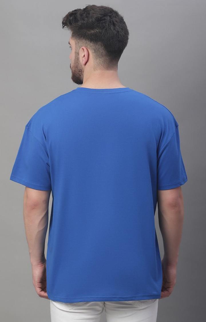 Men's  Solid Blue Color Oversize Fit Tshirt