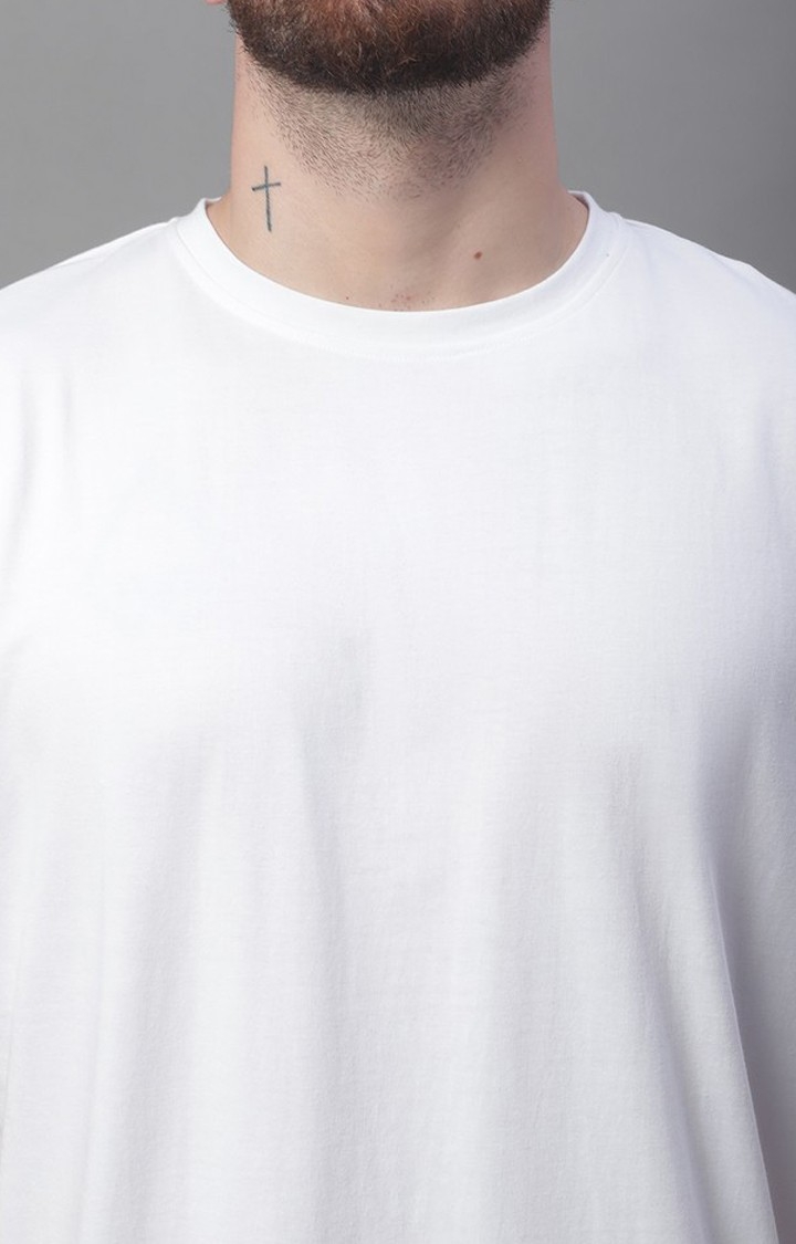 Men's  Solid White Color Oversize Fit Tshirt