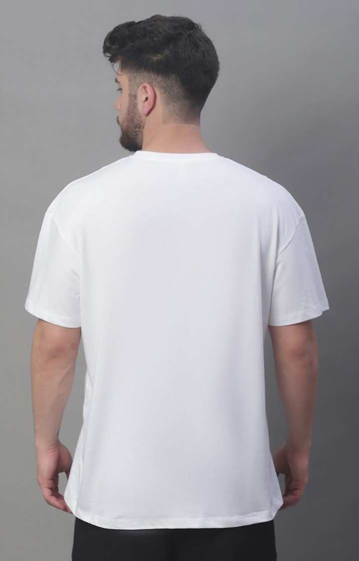 Men's  Solid White Color Oversize Fit Tshirt