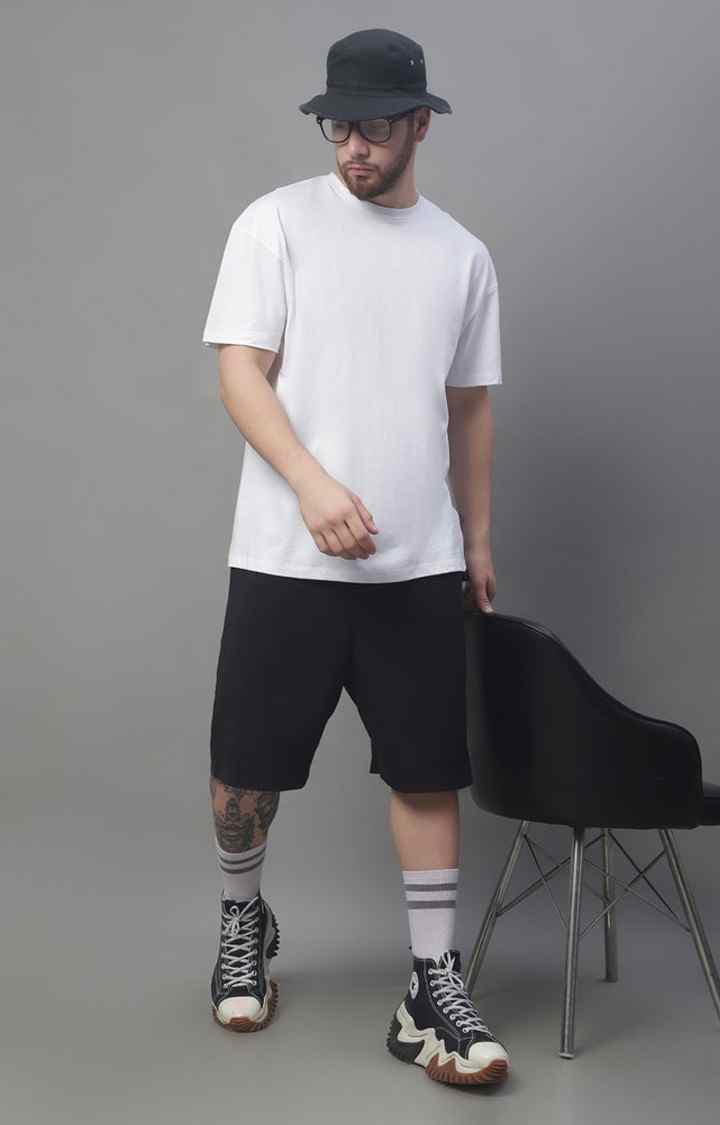 Men's  Solid White Color Oversize Fit Tshirt