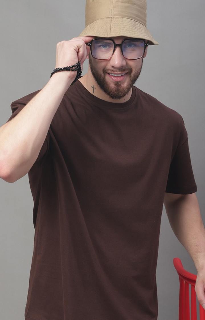 Men's  Solid Brown Color Oversize Fit Tshirt