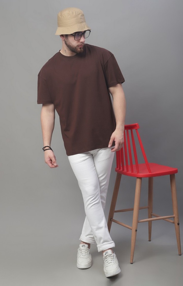 Men's  Solid Brown Color Oversize Fit Tshirt
