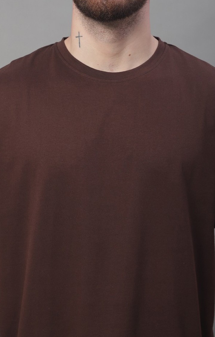 Men's  Solid Brown Color Oversize Fit Tshirt