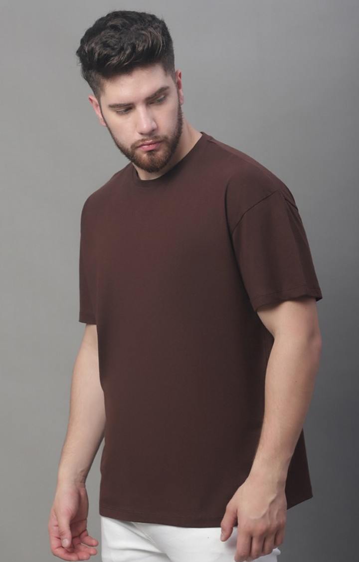 Men's  Solid Brown Color Oversize Fit Tshirt