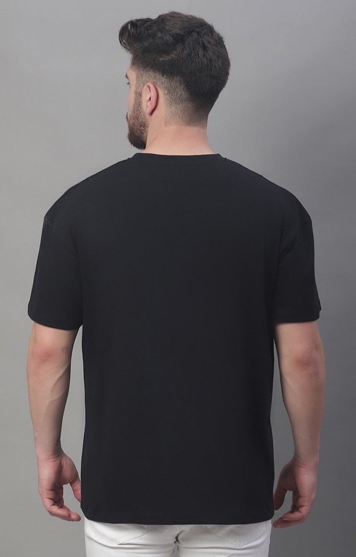 Men's  Solid Black Color Oversize Fit Tshirt