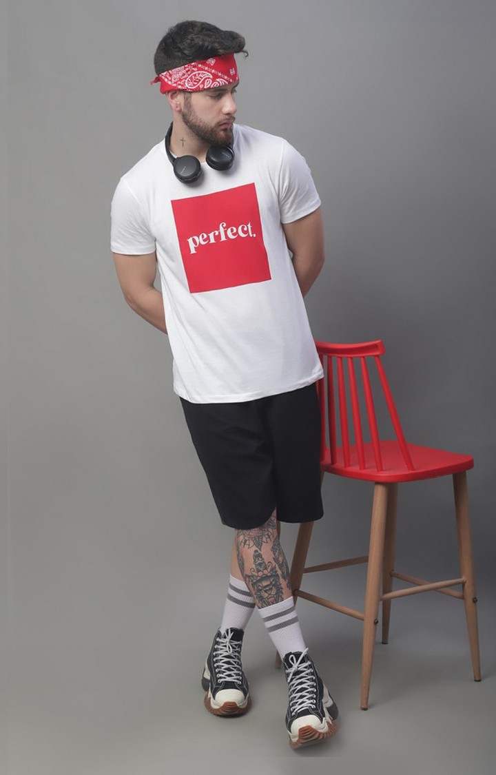 Men's  White Perfect Printed Regular Tshirt