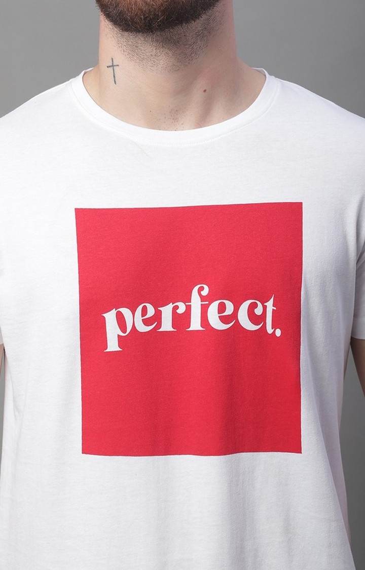 Men's  White Perfect Printed Regular Tshirt