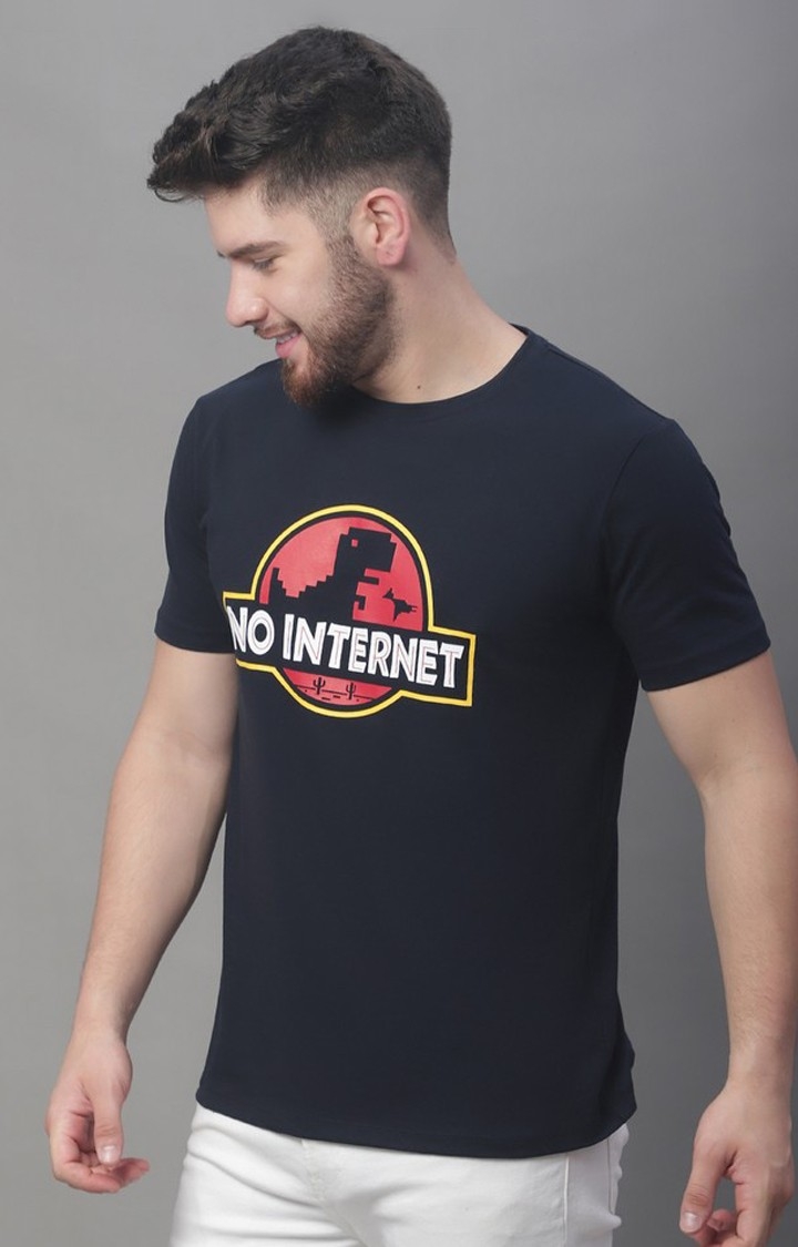 Men's  Navy No Internet Printed Regular Tshirt