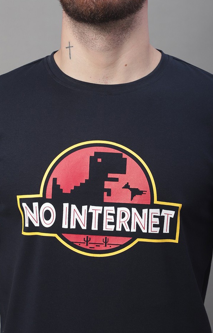 Men's  Navy No Internet Printed Regular Tshirt