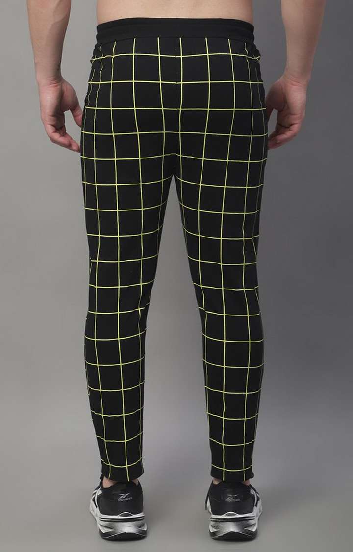 Men's Black Checked Cropped Tapperd Comfortable Joggers