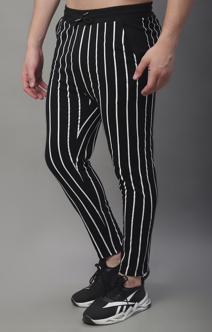 black and grey horizontal striped capri pants.