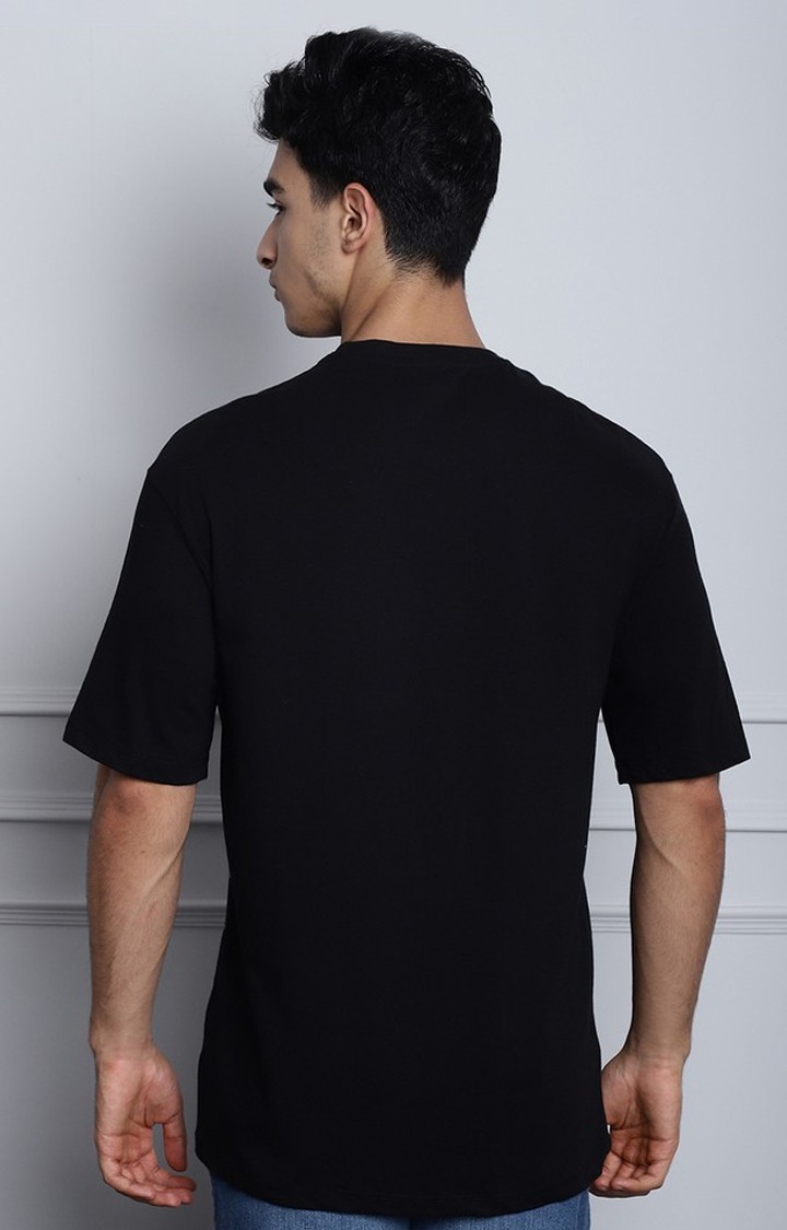 Men's  Tree Print Black Color Oversize Tshirt