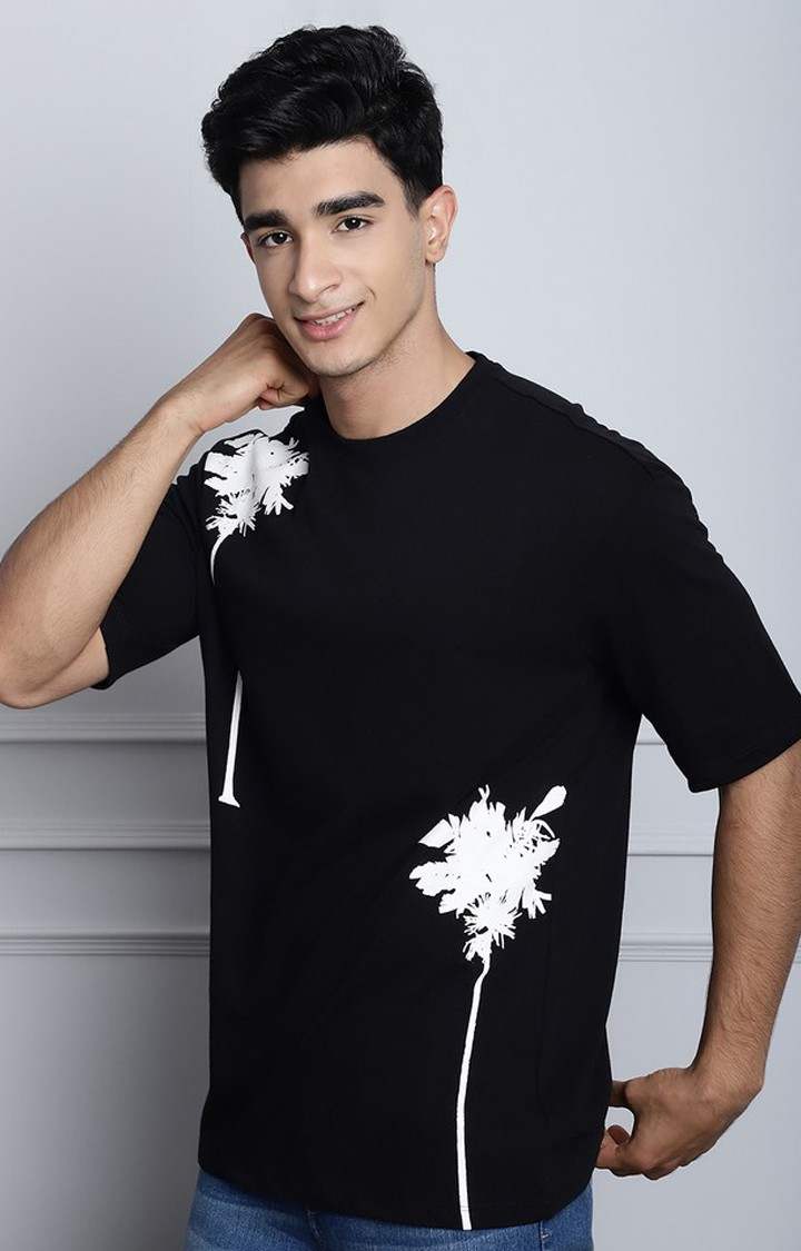 Men's  Tree Print Black Color Oversize Tshirt