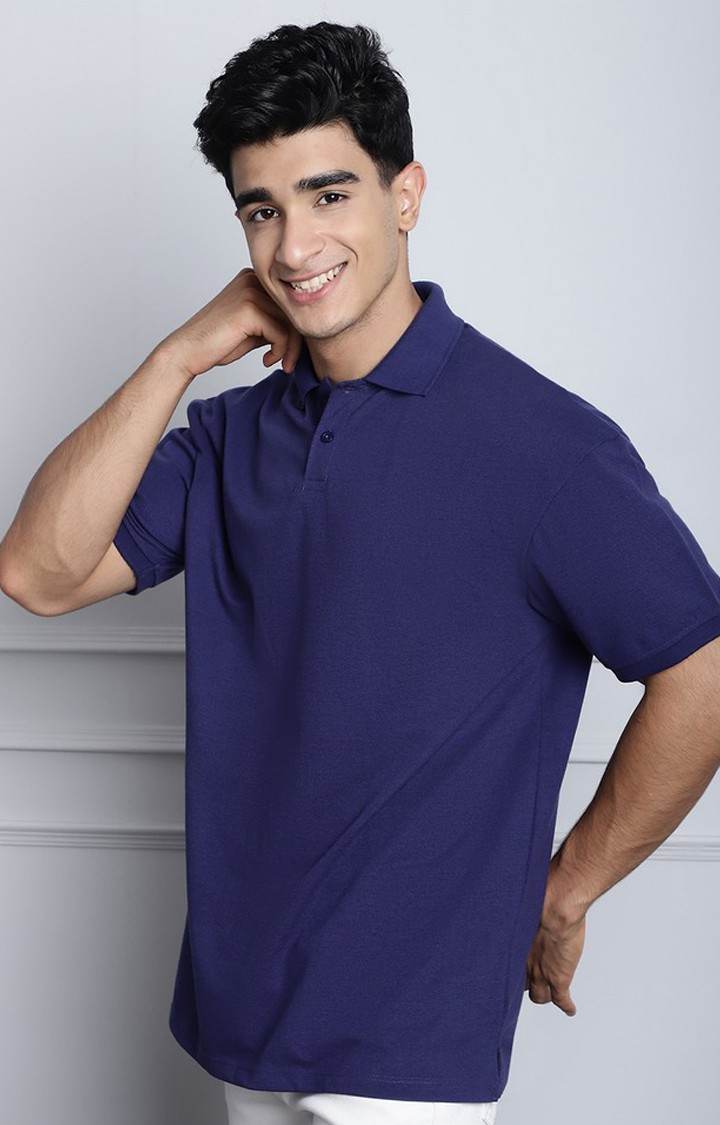 Men's  Solid Navy Color Oversize Polo Tshirt