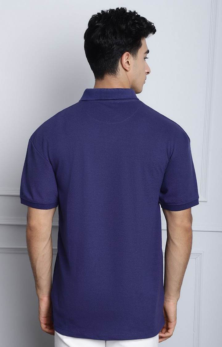 Men's  Solid Navy Color Oversize Polo Tshirt