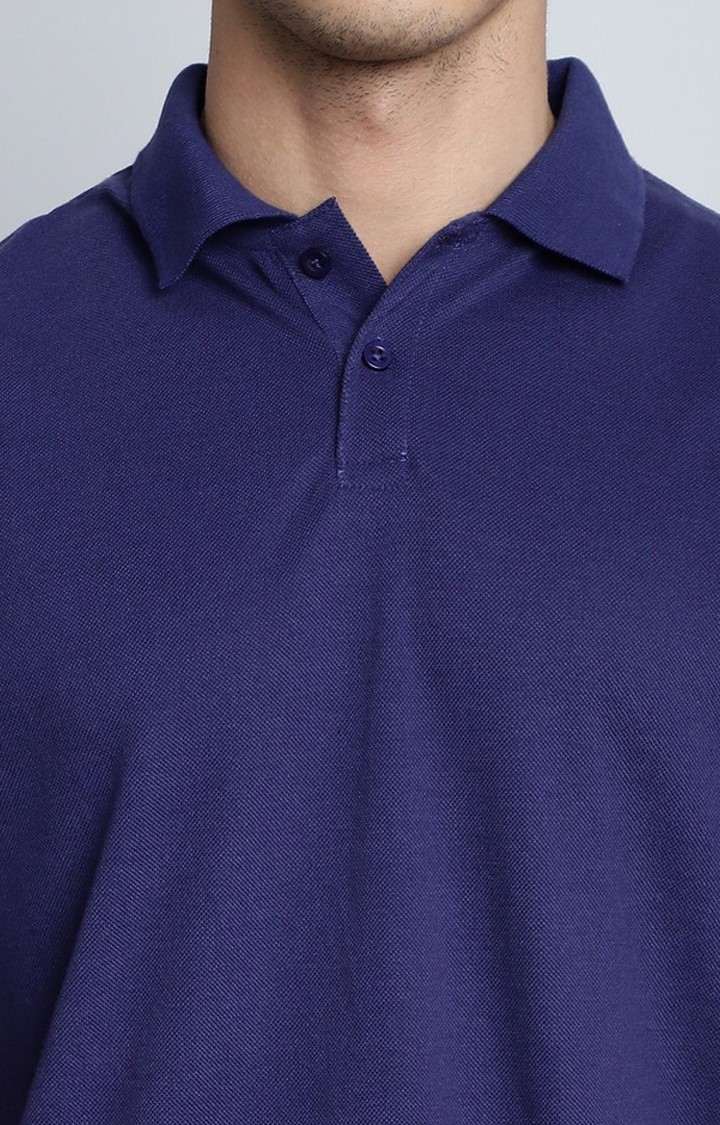 Men's  Solid Navy Color Oversize Polo Tshirt