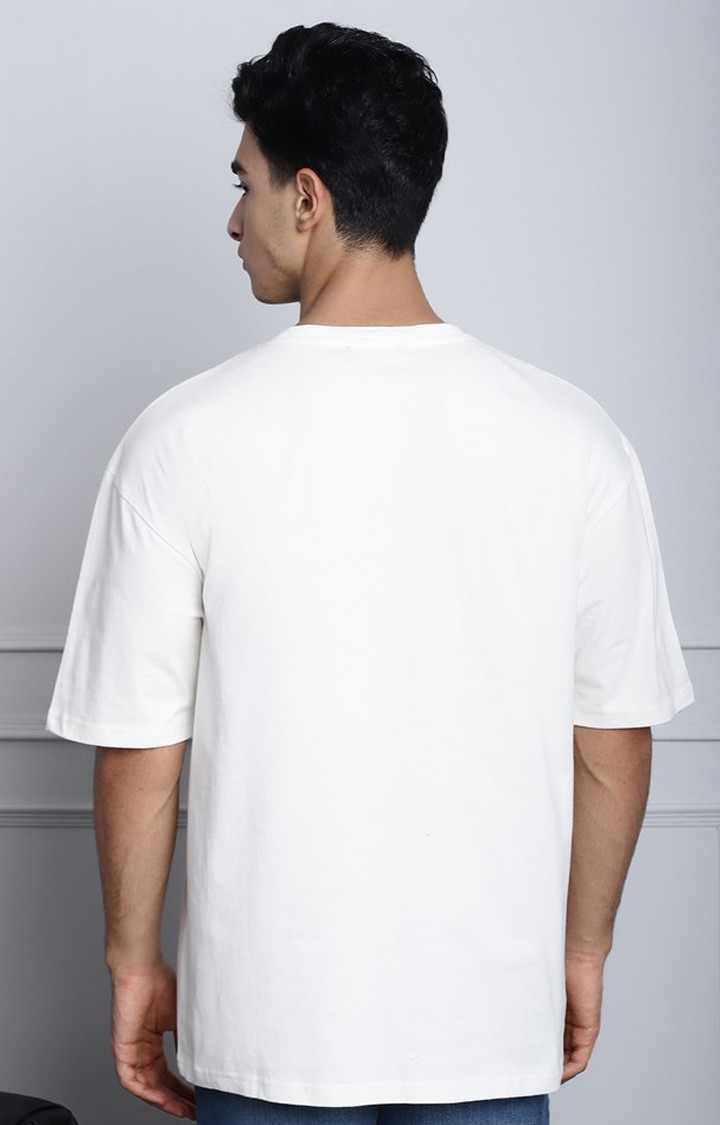 Men's  Main Success Printed Off White Color Oversized Tshirt