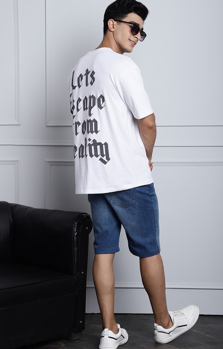 Men's  Lets Escape From Reality Puff Print Premium Oversize Tshirt
