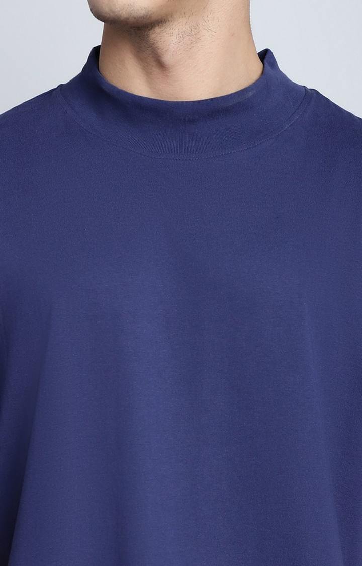 Men's  Oversized Hi Neck Rib T-Shirt