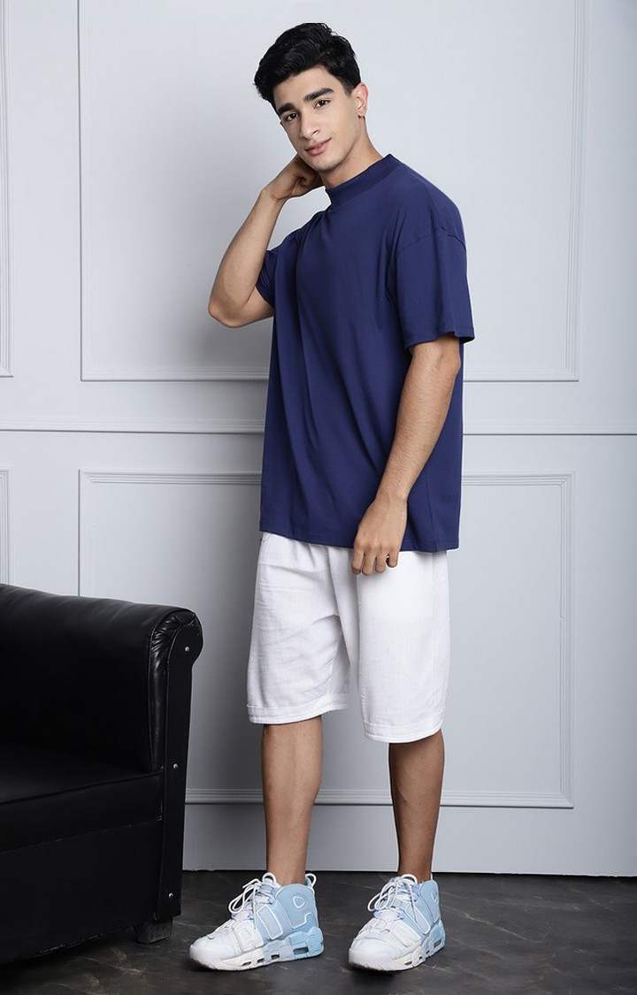 Men's  Oversized Hi Neck Rib T-Shirt