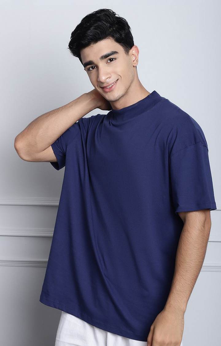 Men's  Oversized Hi Neck Rib T-Shirt