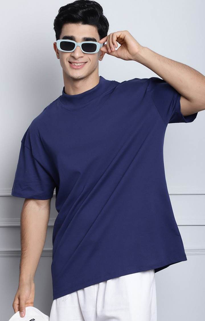 Men's  Oversized Hi Neck Rib T-Shirt