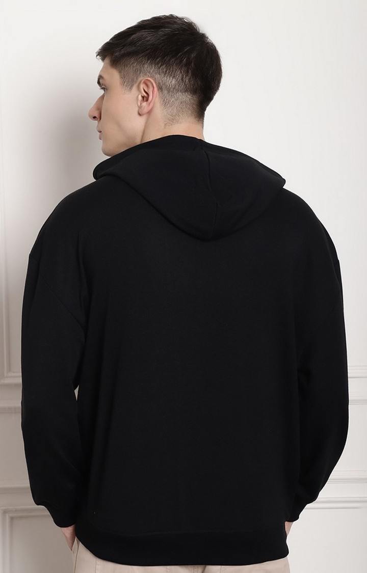 Men's  Printed Black Oversize Hoodie