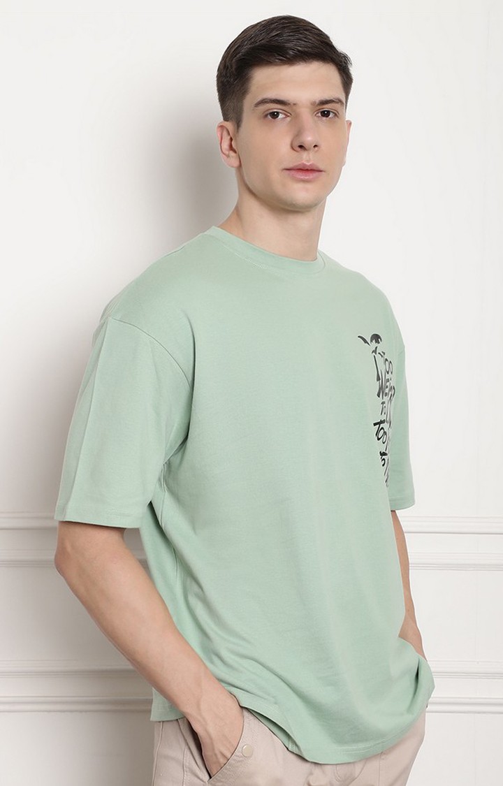 Men's  Gangster Premium Green Oversize Tshirt