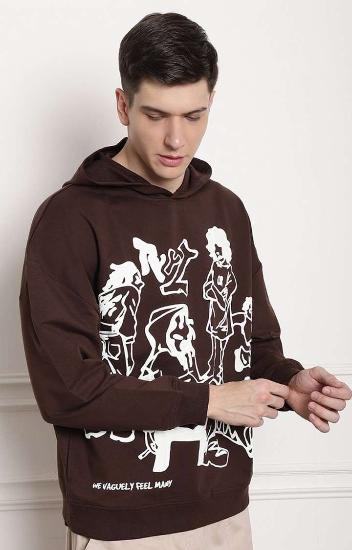 Men's  Printed Black Oversize Hoodie