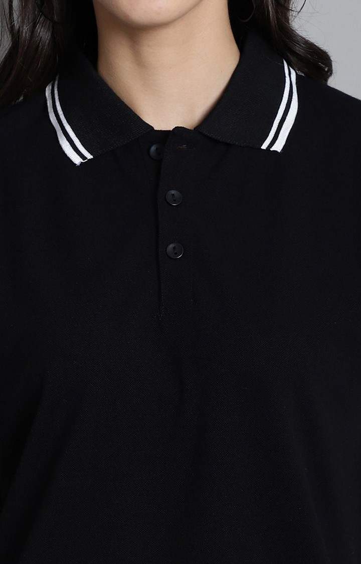 Women's Premium Tipping Collar And Black Solid Polos