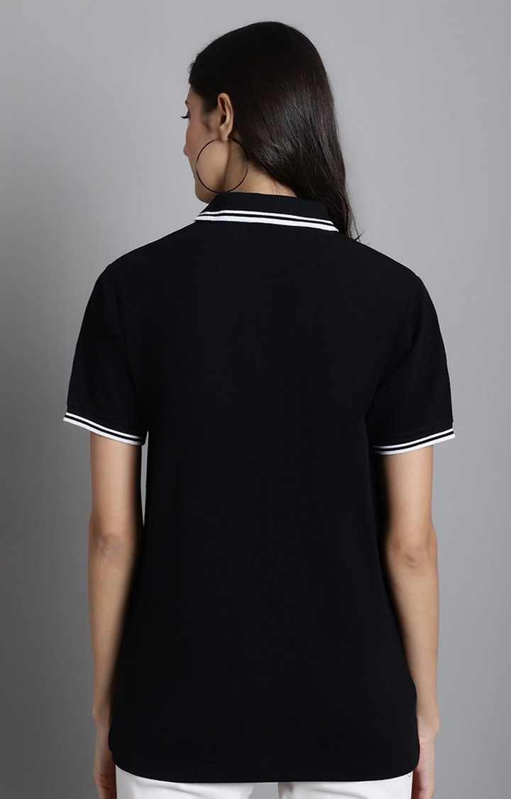 Women's Premium Tipping Collar And Black Solid Polos