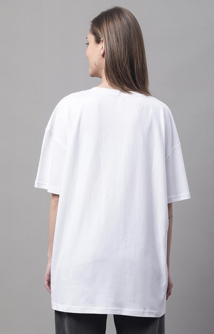 Women's White Typographic Oversized T-Shirts