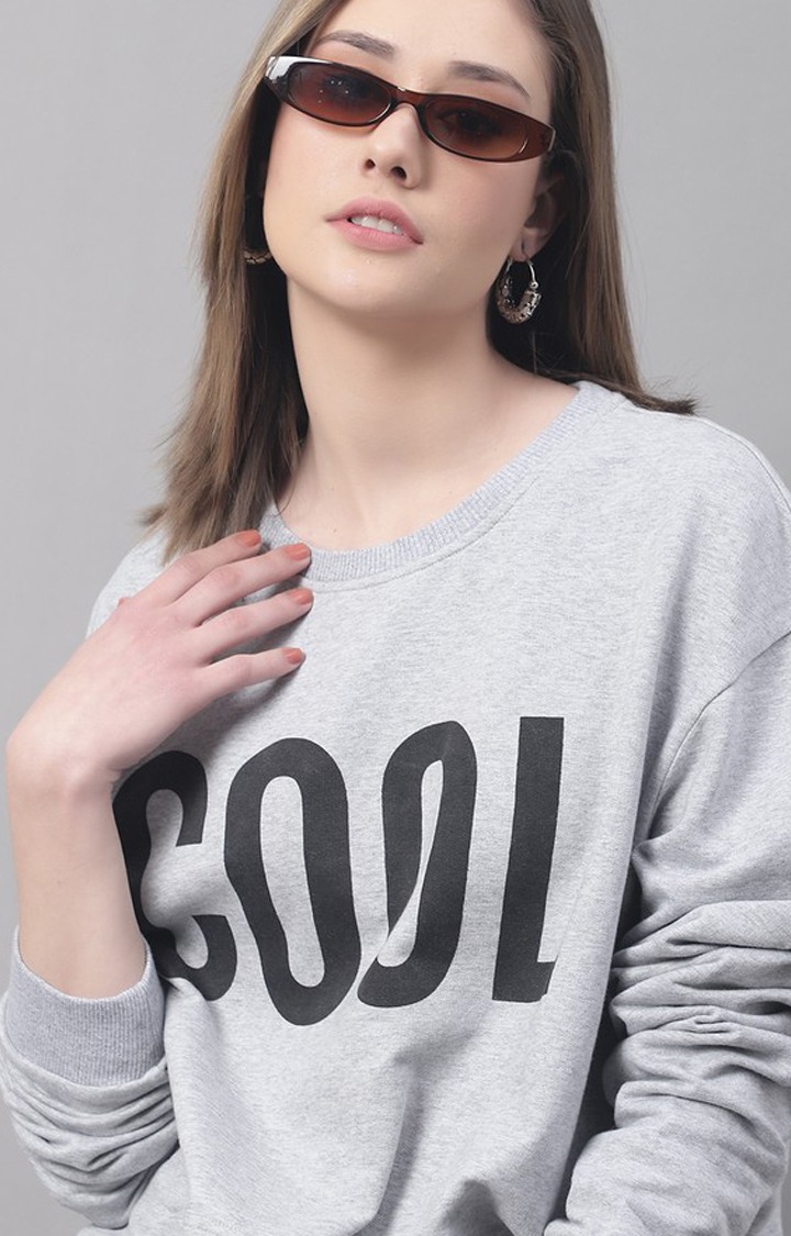 Women's Cool Grey Typography Sweatshirts