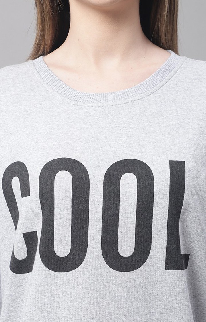 Women's Cool Grey Typography Sweatshirts