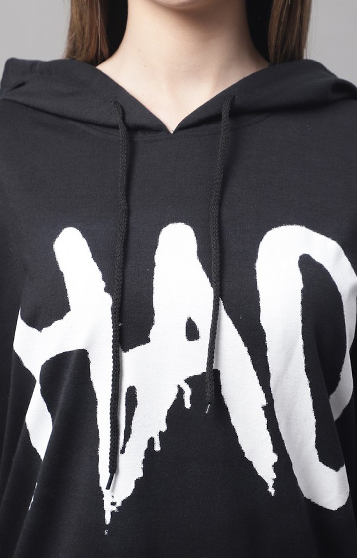 Women's Chaos Black Typography Hoodies