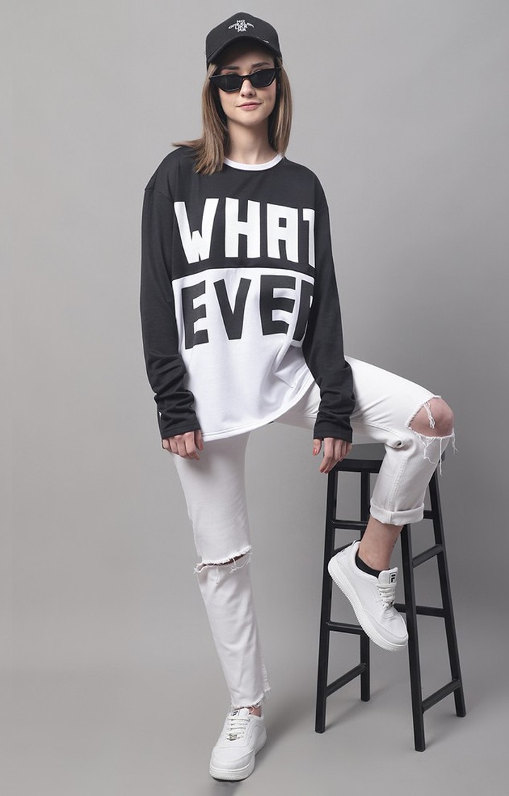 Women's Whatever Black Typography Sweatshirts