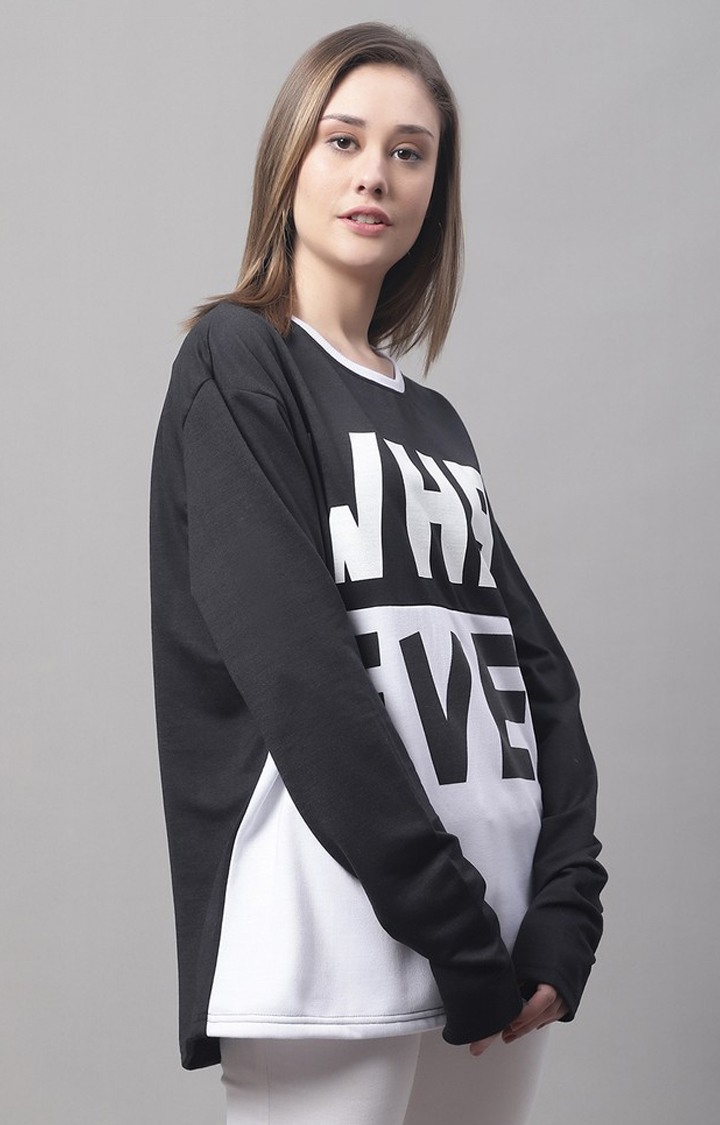 Women's Whatever Black Typography Sweatshirts