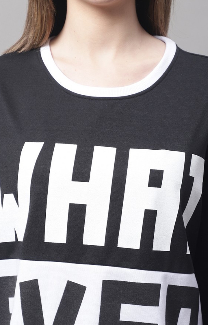 Women's Whatever Black Typography Sweatshirts