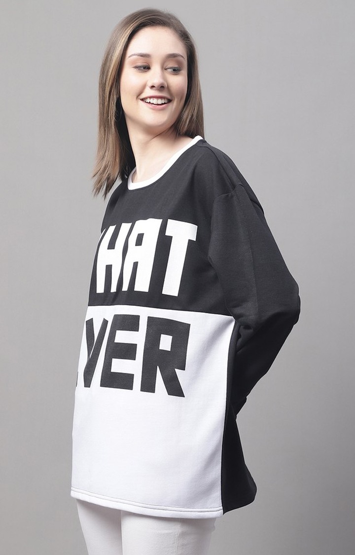 Women's Whatever Black Typography Sweatshirts