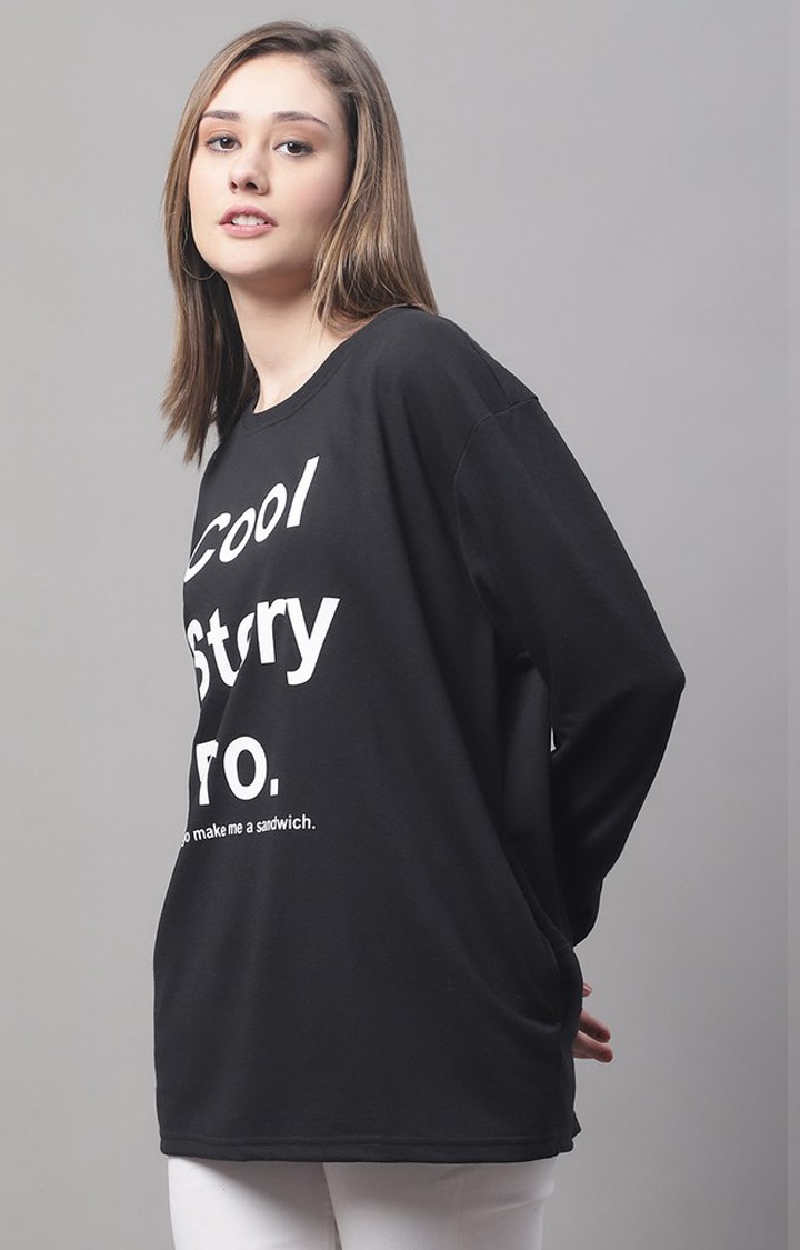 Women's Cool Story Bro Black Typography Sweatshirts