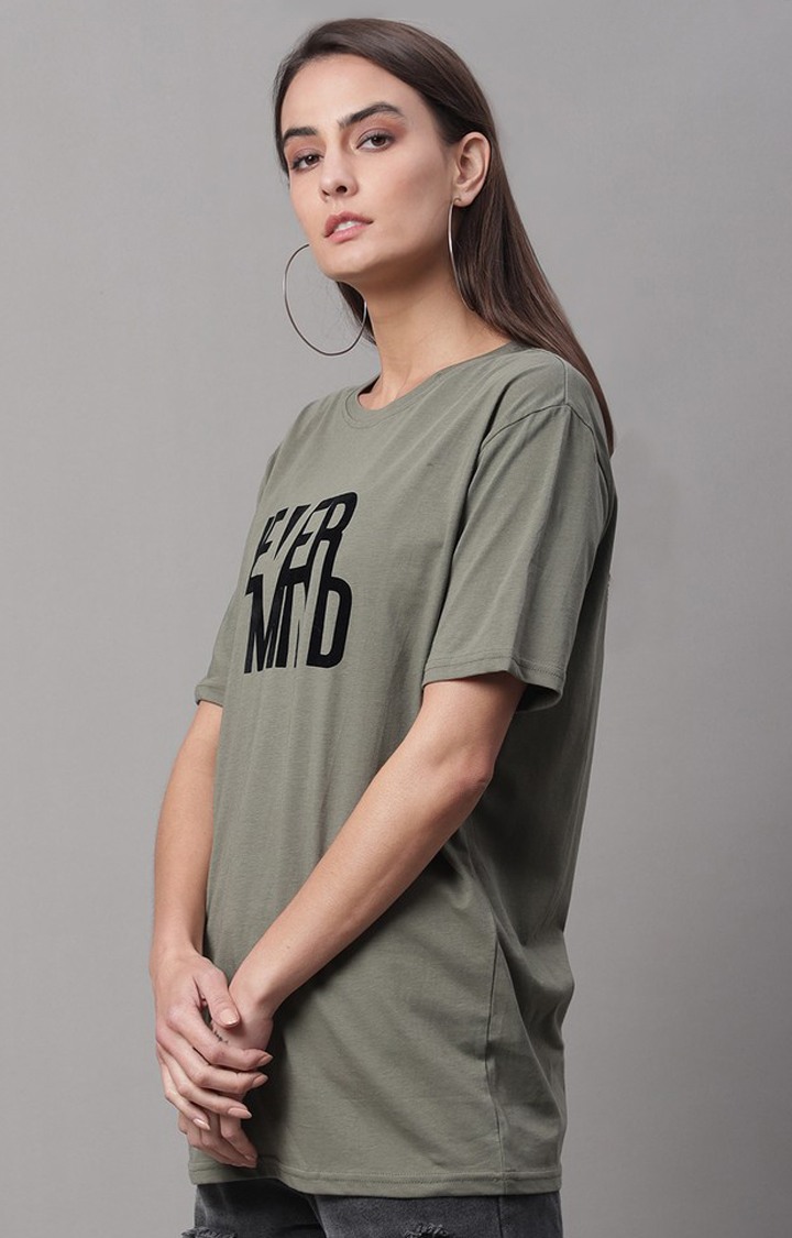 Women's Green Typography Regular T-Shirt