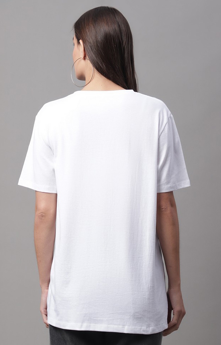 Women's White Typography Regular T-Shirt