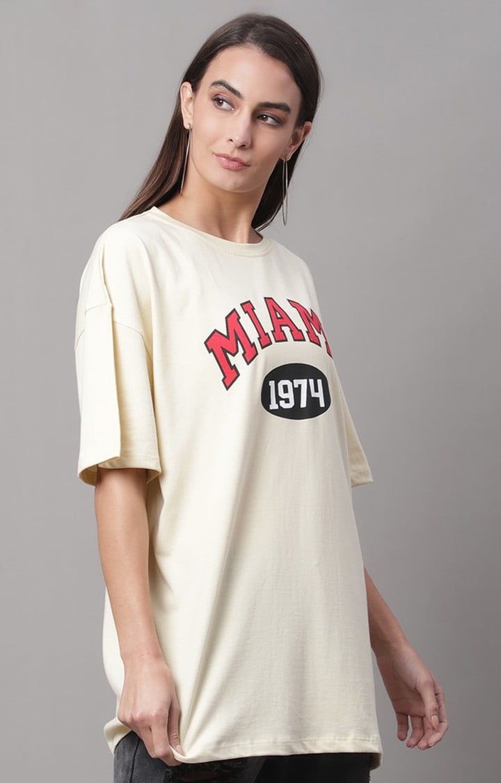 Women's Yellow Typography Oversized T-Shirts